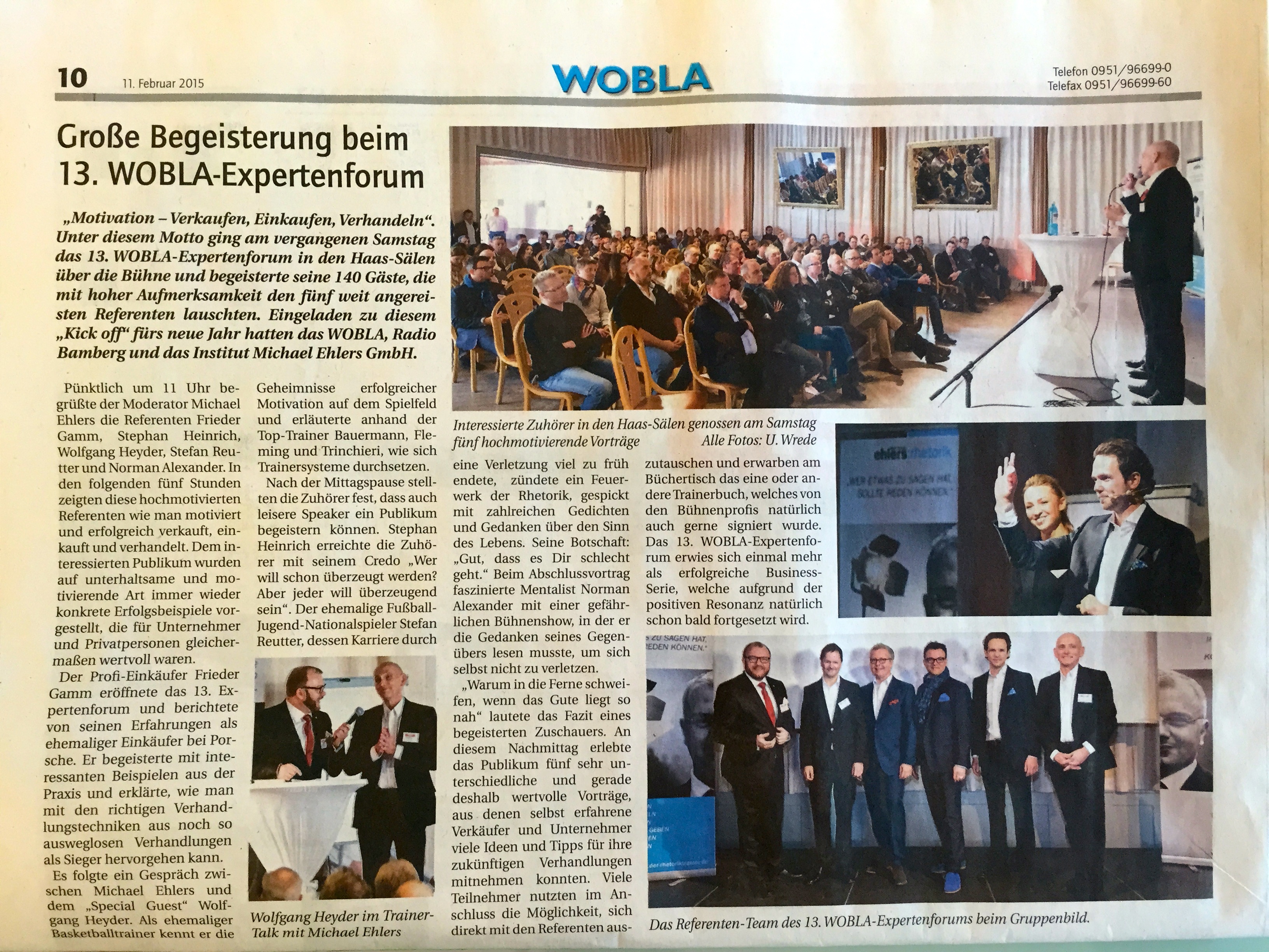 Der Zeitungsbericht von unserem Medienpartner WOBLA