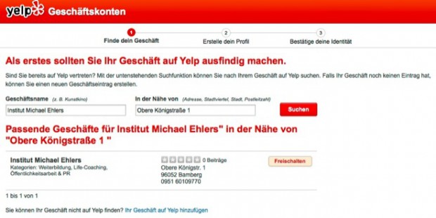 Yelp Profil